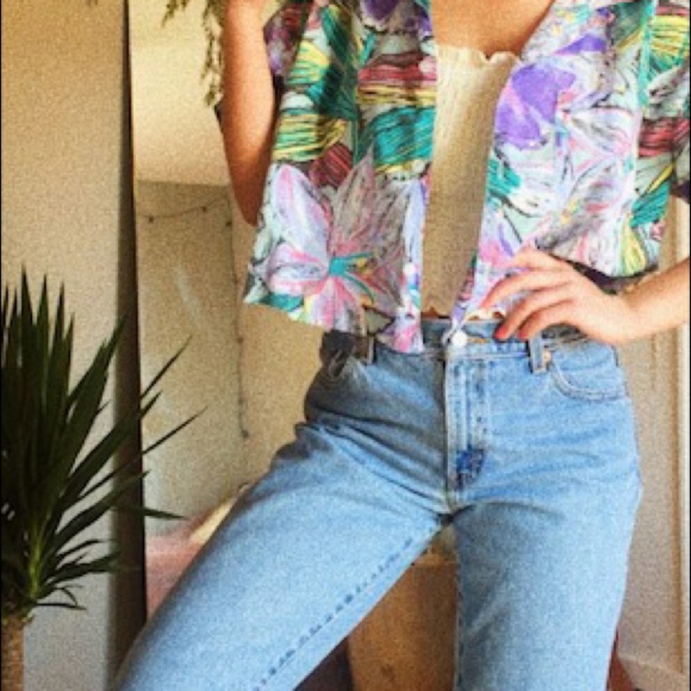 Vintage cropped flower button up
